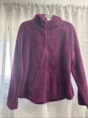 tek gear Plush Quarter-Zip Hooded Pullover - Burgundy